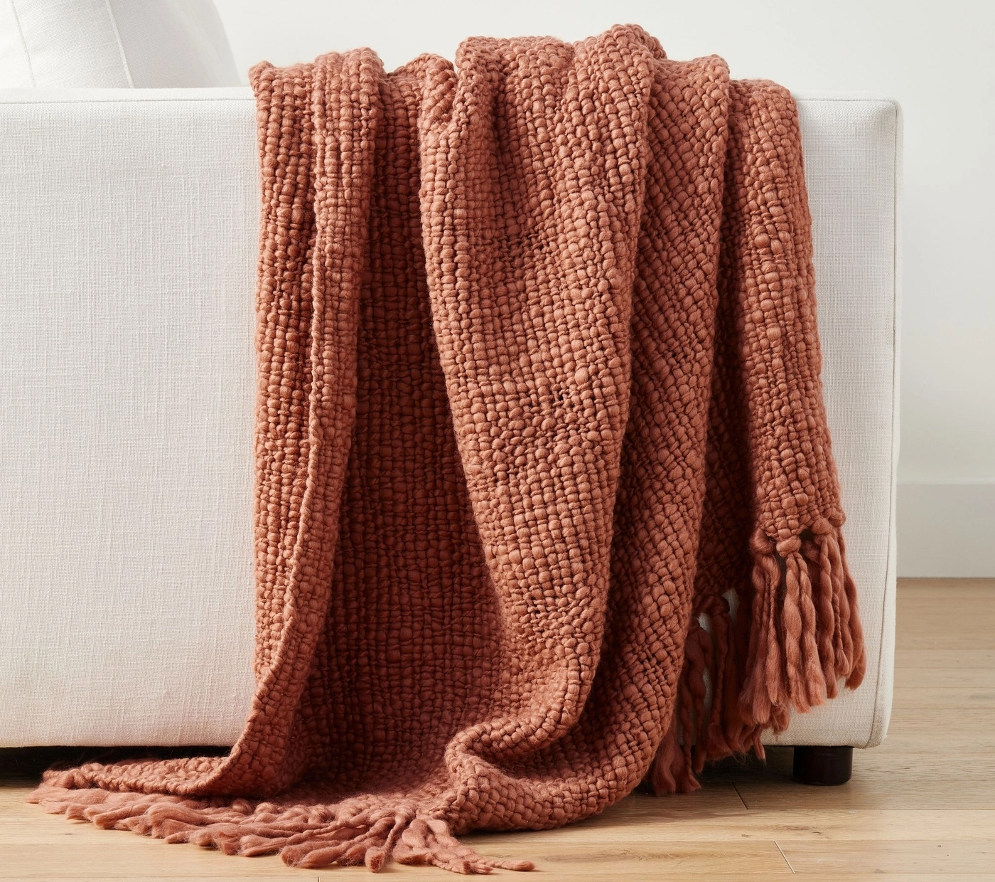 Textured Basketweave Knit Throw Blanket